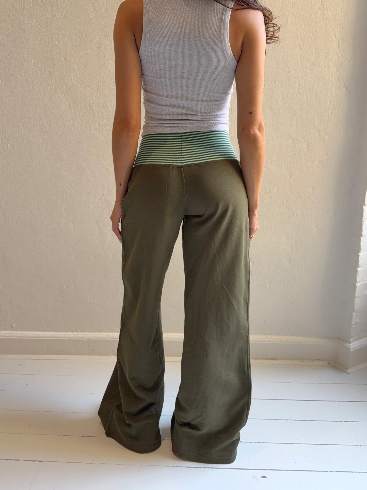 Forest Green Striped Pants