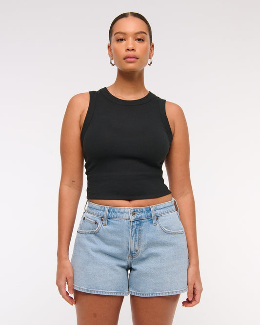 Mid Rise Denim Shorts