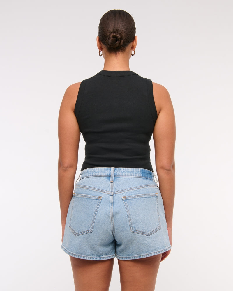 Mid Rise Denim Shorts