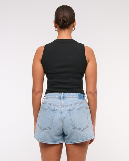 Mid Rise Denim Shorts
