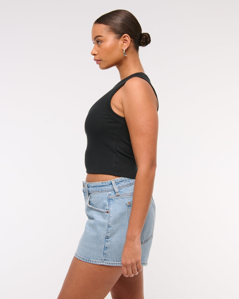 Mid Rise Denim Shorts